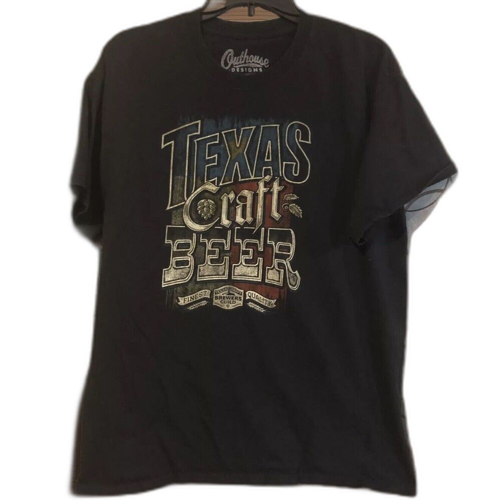 Texas Craft Beer Shirt Outhouse Designs Black Mens Large L Shiner Saint Arnold